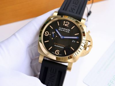 Panerai Luminor Marina AISI316L Steel P9010 Movement 44mm Gold Case Watch